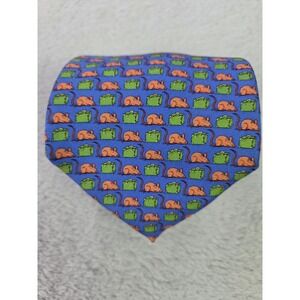 Vintage Peter Blair Mouse & Cheese Silk Tie Novelty Animal Print Tie USA